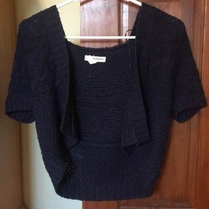 Aeropostale Hooded Navy Blue Short Sleeve Cardigan